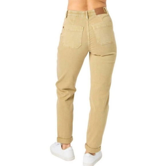Judy Blue Jeans Khaki Joggers Tan Tie Waist Deep Pockers 11/30 - Picture 2 of 10